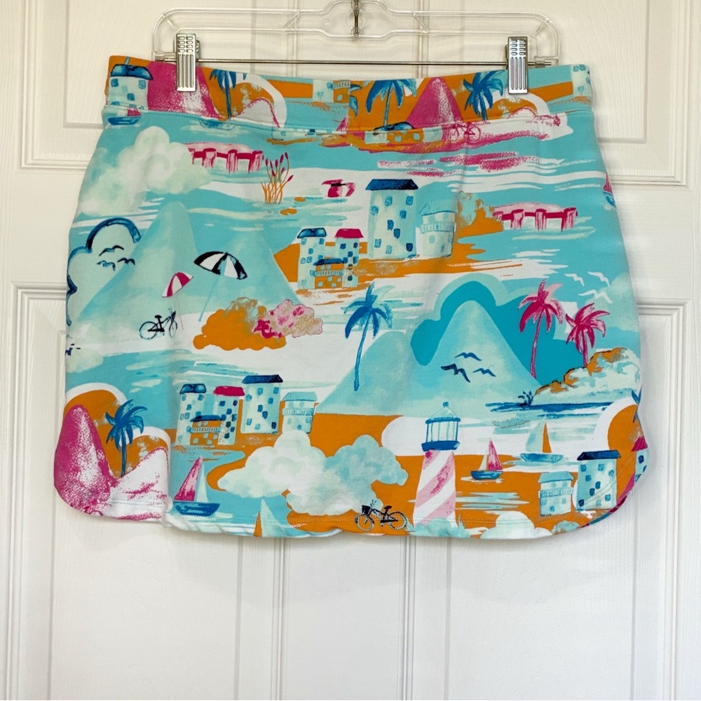 Crown & Ivy Tropical Skort Womens Large Pull On Pockets Cotton Knit Spring Club - Picture 3 of 11